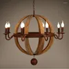 Kroonluchters Amerikaans land landelijk houten kroonluchter voor woonkamer slaapkamer retro loft luster bois vintage home decor licht