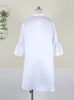 Dresses Women Loose Shirt Dress Puff Sleeves White Dresses Summer Autumn Fashion Casual Classy Holiday Robes Large Size 3XL Tunic 2023