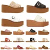 New Canvas Slippers Sapatos femininos Letas de renda Plataformas amadeiradas chinelas planas moda casual sandálias confortáveis