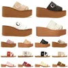 Neue Canvas-Hausschuhe für Damen, Spitze, Schriftzug, Woody, Plattformen, flache Hausschuhe, lässige Mode, bequeme Sandalen, Leder, Sommer, Khaki, Grün, Blau, Strand-Damenschuhe