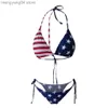 Kvinnors badkläder Kvinnor AMERICAN BIKINI SWIMSUIT SET SEXY G-STRING THONG BIKINI SPLIT SWIMWEAR Kvinnlig låg midjebaddräkt T230524