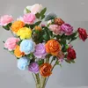 Fleurs décoratives Belle Rose Artificielle Soie Grand Rétro Décor À La Maison Faux Blanc Faux Décoration De Mariage