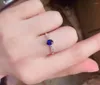 Cluster Rings Y412 Blue Sapphire Ring 0.7ct Real Pure 18 K Natural Gemstone Diamonds Stone Female
