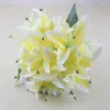 Dekorativa blommor 1 Bukett (11st blommor) Parfym Lily Bride Bouquet Flower Wedding Living Room Decoration