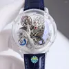 Нарученные часы Top Brand Factory Mechanical Movement Men's Watch Onuine Leather High End Acryla Animal Dragon моделирование кварцевых часов