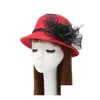 Cloches Autunno E Inverno Nobile Garza Piuma Grande Fiore Cappello A Cilindro Donna Imitazione Ciotola Di Lana Gslm045 Accessori Moda Cap Drop D Dhb4T