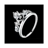 Tre anelli di pietra Anello da donna in argento sterling placcato cuore corona zircone Gssr905 Fashion 925 Plate Drop Delivery Jewelry Dhagj