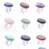 With Side Stones Party Resizable Rings Natural Gemstone Oval Finger Adjustable Ring Fashion Jewelry Stone Tigers Eye Rose Quartz Dro Dh2Ky