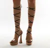 Sandaler 2023 Summer Fashion PVC Kvinnor Sexig ankelband Hög klackar Peep Toe Shoes