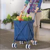 Sacs de rangement pliants panier d'épicerie avec couvercle lavable chariot utilitaire en acier au carbone pour le camping de blanchisserie