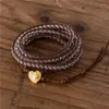 Charm Armband Femme 4mm Natural Stone Bead Leather Wrap Armband Layering Women 5 Wraps Bridesmaid Gift Drop