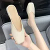 Fashion womens outdoor sandals Square close toe low heel slides pink ladies girls indoor slippers size 35-40