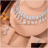 イヤリングネックレスセットSISCATHY 2023 LUXURY EARINGS SETS JEWELRY FOR WOMEN PARTY FL ZIRCON GEMSTONE CRYSTAL DUBAI B DHGARDEN DHLI1