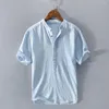 Chemises décontractées pour hommes Chic hommes chemise boutons demi-patte Anti-boulochage mâle mince travail rétro séchage rapide été vêtement quotidien