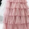 Jupes Gothique Noir Rose Jupe Plissée Sexy Midi Tulle Taille Haute Pleine Doublure Adulte Tutu Style Coréen Femmes Jupe Femme Faldas