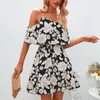 Sıradan Elbiseler 2023 İlkbahar Yaz Etek Kadın Sırıştırıcıları Chiffon Floral Elbise Kısa Zarif A-Line Kadınlar Plaj Rüzgarı