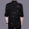 Camisas casuais masculinas Creative Pena 3D Moda impressa Manga Longa Men camise