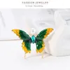 Broches Joyería Perla artificial Broche de mariposa Pin de vestido de mujer verde con dibujos animados
