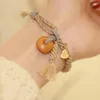 Charm Bracelets Jumengyan Mountain Old Honey Wax Pendant Tassel Gourd Weaving Bracelet Fashion Temperament Literature National Style Hand