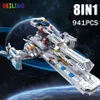 Bloco 8in1 941pcs Space Battleship Aircraft Fighting Building Blocks Star Spaceship War Bricks City Construction Toys for Children Gift 230523