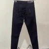 Abbigliamento firmato Amires Jeans Denim Pantaloni Amies High Street Pure Black Split Leather Jeans Mx1 Boys Slp Fashion Brand Versatile Slim Pants Distressed Strappato Skinny