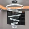 Chandeliers Lights Led Lamp Modern Crystal Ring Creative Personality Stainless Steel Duplex Floor Living Room