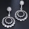 Boucles d'oreilles à la mode forme carrée cercle brillant mariée fiançailles bijoux de mariage élégant femme balancent boucle d'oreille beau cadeau