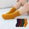 Socks 5 pairs/batch autumn high elasticity simple children's Korean cotton strip solid color letter boys and girls socks 1-12 Y G220524