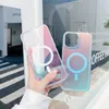 Fashion Colorful Gradient Laser Magnetic For Magnet Case For iPhone 14 13 12 Pro Plus Max Wireless Charging Cover