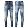 Jeans déchirés noirs jeans de designer Moto Trendy Ripped patchwork trou Taille 30-40 Streetwear toute l'année jeans à jambes minces28-40