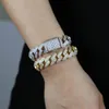 Bangle 2022 New Fashion 15MM Larghezza Iced Out Bling Hip Hop Uomo Ragazzo Donna Gioielli 5A Cubic Zirconia CZ Cubano Catena a maglia Gioielli braccialetto