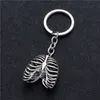 Fashion Stainless Steel Keychain Punk Human Rib Cage Skeleton Pendant Suspension Keys Rings Chain Charm Rock party accessories