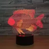 Veilleuses poisson coloré 3d lumière acrylique visuel à distance tactile interrupteur belle 7 changement de couleur lampe batterie externe Led veilleuse