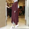 Ethnische Kleidung Muslimische Frauen Kleid Frühling Summe Taschen Unregelmäßiger Saum Arabische Saudi-Robe Eid Al-Adha Gebetskleidung