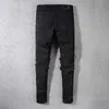 衣料品ナイフAm Amis Imiri Amiiri Am Designer Amari ES Jeans Denim Pants ES MX1ブラックアミールカットコレートレザーハイアミールストリートホールスリムフィット弾性スリムT86B
