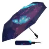 Şemsiye Kelebek Yıldızlı Arka Plan Baskı Kadınlar Erkekler Yağmur Şemsiyesi Üç Katlanır Kız Dayanıklı Taşınabilir Otomatik Hediye Parasol
