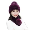 Bufanda de piel de conejo Rex Real para mujer, conjuntos de gorro cálido de invierno, gorro de alta elasticidad