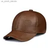 Ball Caps New 2023 Spring/Winter Man Genuine Leather Baseball Caps Male Casual Cowhide Belt Ear Warm 56-60 Adjustable Sprot Flight Hats L230523