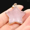 Pendant Necklaces Natural Angelite Stone Star Rose Pink Quartz Charms For Jewelry Making DIY Necklace Earring Accessories Size 30x33mm