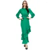 Robes décontractées Janeyiren mode défilé robe printemps femmes à manches longues évidé Peplum vacances vert