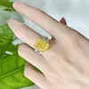 Radiant Cut Topaz Diamond Ring 100% Real 925 sterling silver Party Wedding band Rings for Women Bridal Engagement Jewelry Gift