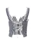 Women's Tanks Women's Summer Tank Tops Sleeveless Button Down Plaid Print Lace Trim Crop Casual Shirts