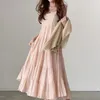 Casual Kleider Lose Rosa Leibchen Kleid Vestido Y2k Lange Rüschen Sommer Für Frauen 2023 Plissee Geburtstag Kuchen Sexy Strand