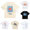 2023 Summer Rhude TシャツメンズデザイナーTシャツRhudeカジュアルシャツMan Womens Tees The Short Sleeves Top Sell Luxury Men Hip Hop Clothes USサイズS-2xl