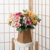 Decorative Flowers Oil Painting Camellia Bouquet Artificial Arrangement For Home Garden Wedding Decor Fake Outdoor Decoration