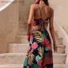 Two Piece Dress 2023 Summer New Women's Print Sexy and Exposed Fashion Split Dress Two Piece Set T230524