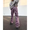 Women's Jeans Boyfriend Purple Tie-Dye Women Spring And Autumn Fashion Street Personality Loose Drape Straight Denim Trousers Woman