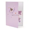 Biglietti d'auguri Farfalla viola Compleanno Biglietto pop-up Fiore Regalo 3D Per donne Moglie Ragazza Figlia Festa della mamma Pensando Dhmfq