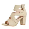 Sandals Women Fashion Summer Pattern Cutout Solid Color Open Toe Comfortable Square Heel Thick S For Wide