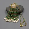Hänge halsband guaiguai smycken naturlig vit pärla guld pläterad grön kristall macarsite cz kedja halsband för dam